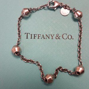 Tiffany & Co. Silver Barrel Bead Station Bracelet - 7 Inches